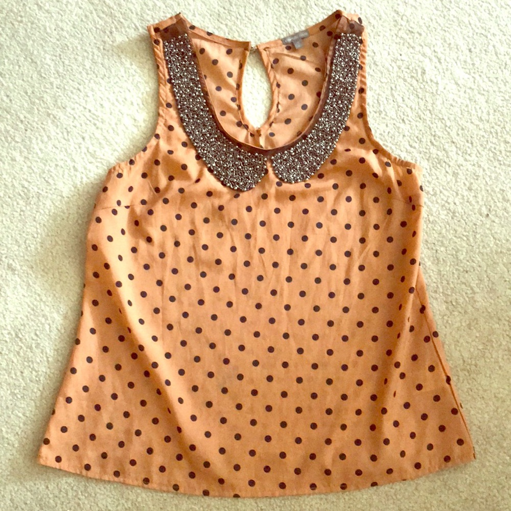 Sequened collar tank top